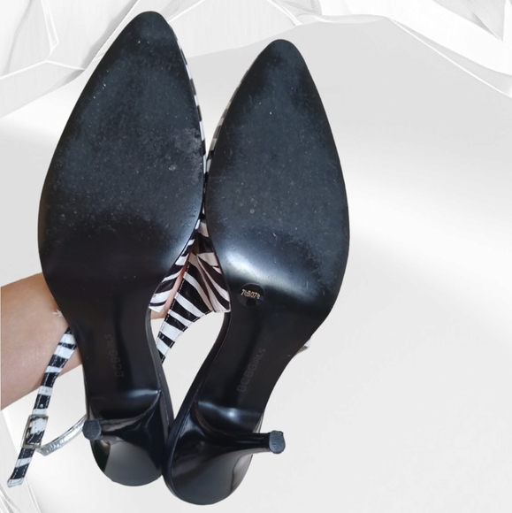 BCBGIRLS Zebra Stripe Leather Slingback Heel Pumps - Picture 12 of 16